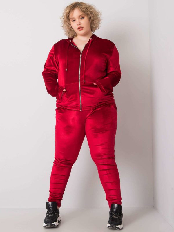 Burgundy plus size velour set Simona