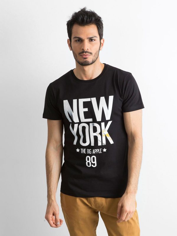 Men's cotton t-shirt with print black