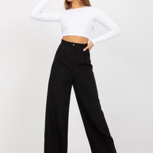 Black Wide High Waist Fabric Pants