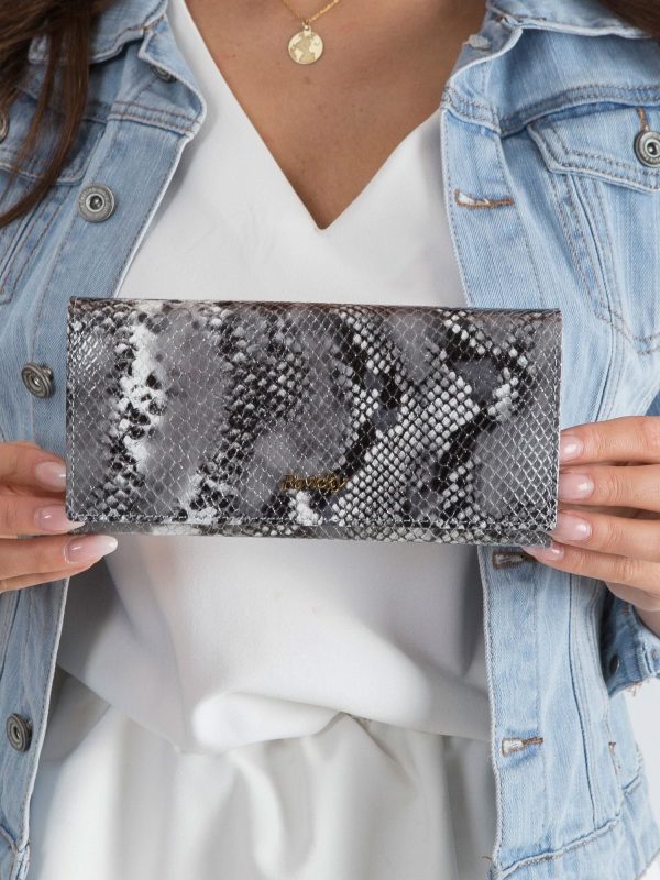 Silver snake skin leather wallet