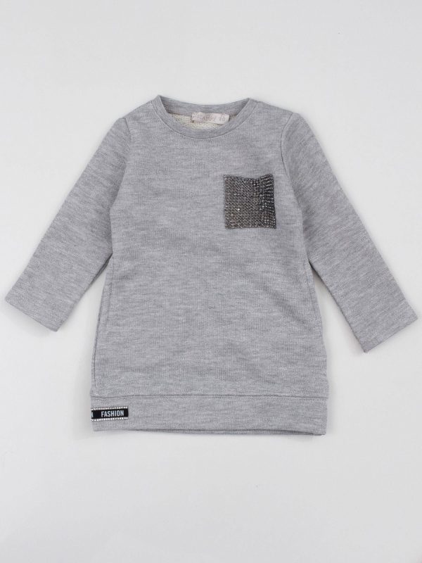 Light gray girl tunic with shiny thread