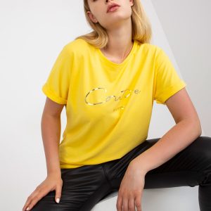 Yellow Cotton Plus Size T-Shirt