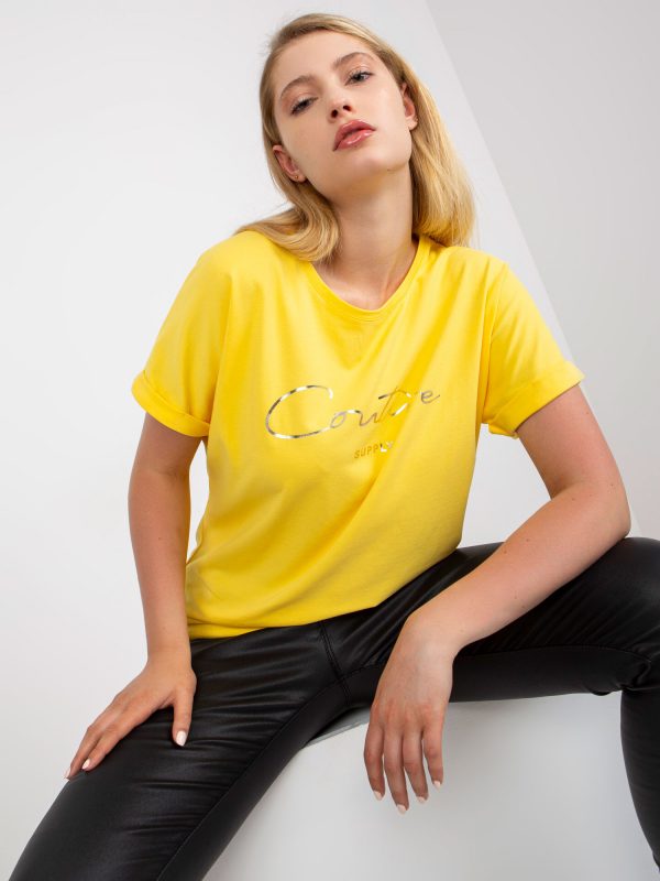 Yellow Cotton Plus Size T-Shirt