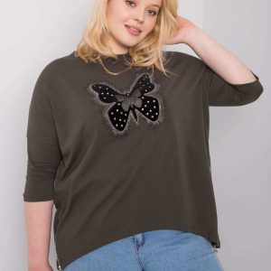 Dark khaki blouse with Millie appliqués