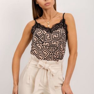 Beige and black Luna top