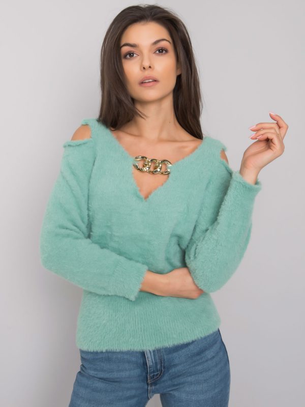 Green cut-out sweater Leandre RUE PARIS