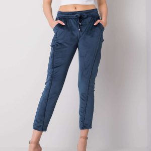 Dark blue velour pants Juanita RUE PARIS