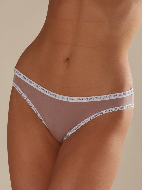 Dark beige print women's panties