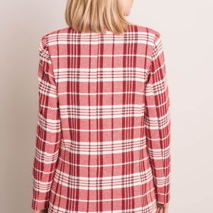 Ecru-red plaid blazer BSL