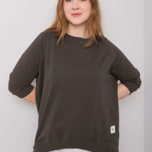 Dark khaki cotton sweatshirt plus size Ninetta