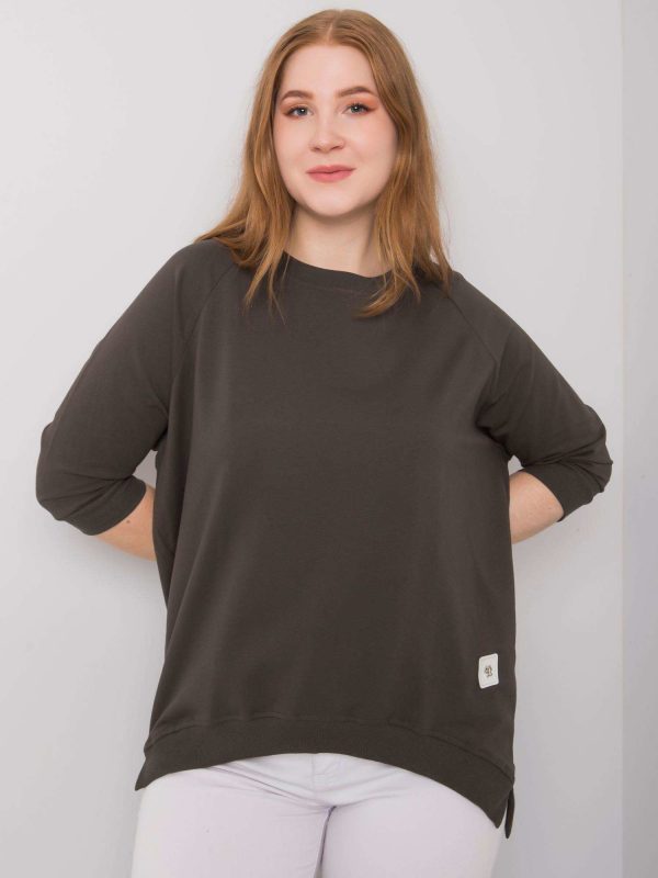 Dark khaki cotton sweatshirt plus size Ninetta