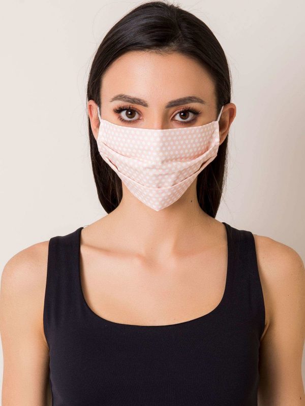 Pale pink polka dot protective mask