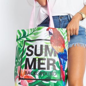 Green and pink bag with exotic print