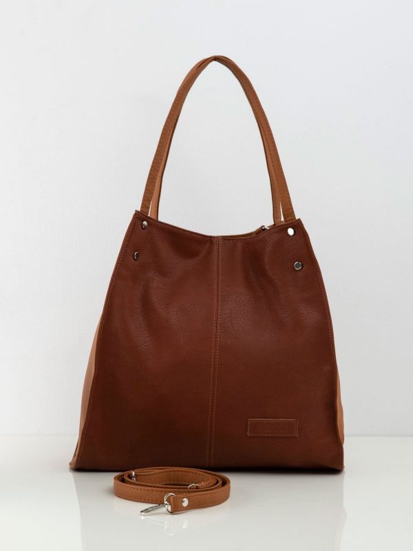 Camel large bag made of eco leather