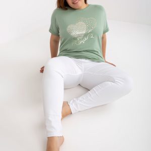 Pistachio Cotton Plus Size Ladies T-Shirt with Print