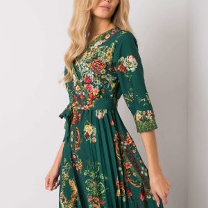 Xana Green Pleated Dress