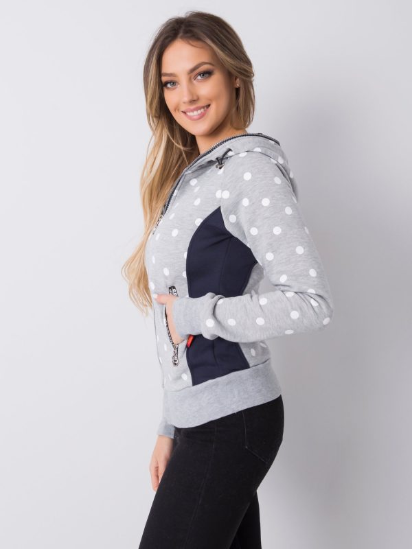 Grey capital polka dot hoodie