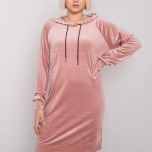 Pink velour dress with hood Messina