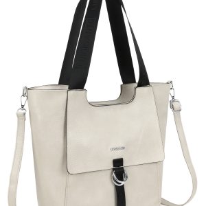 LUIGISANTO eco leather shopper bag beige