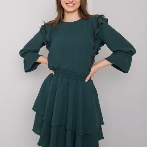 Dark green dress with ruffles Aleah RUE PARIS