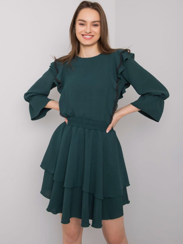 Dark green dress with ruffles Aleah RUE PARIS