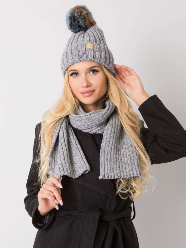 Gray winter set with hat and scarf Rubby RUE PARIS