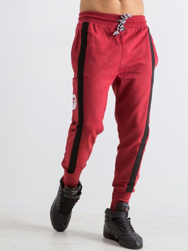 Burgundy sweatpants for men Skeleton