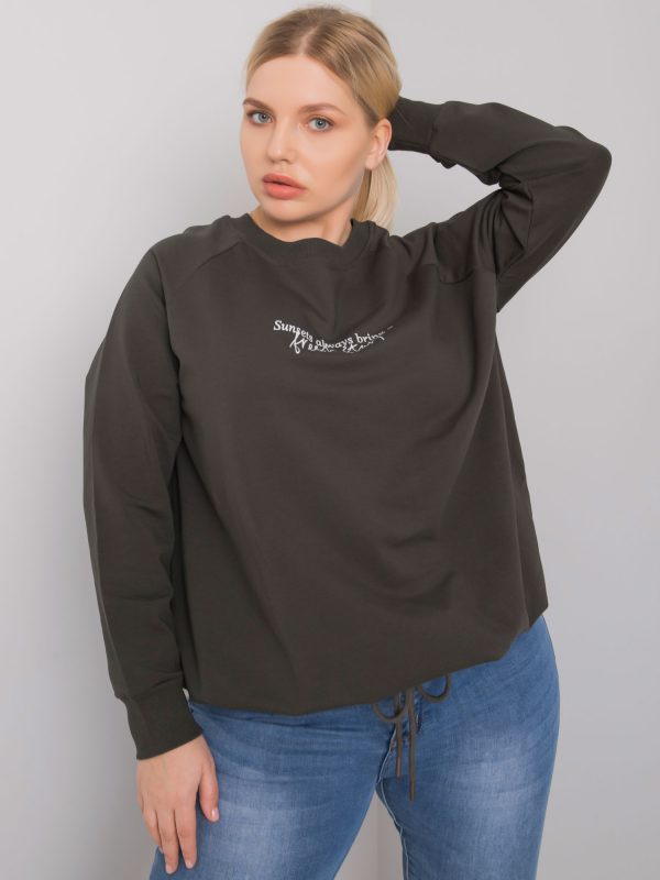 Dark khaki plus size sweatshirt with Marlow inscription