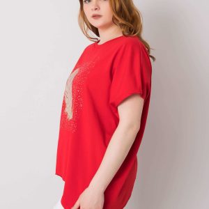 Red plus size blouse with Wilma print