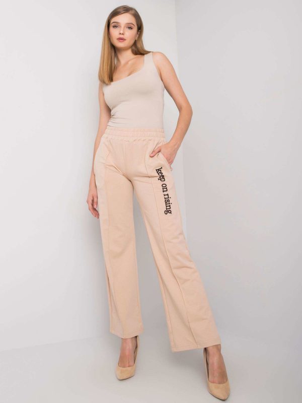 Dennise Beige Straight Leg Sweatpants