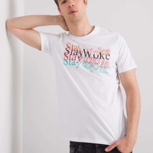 White T-shirt for men with print by Jay LIWALI