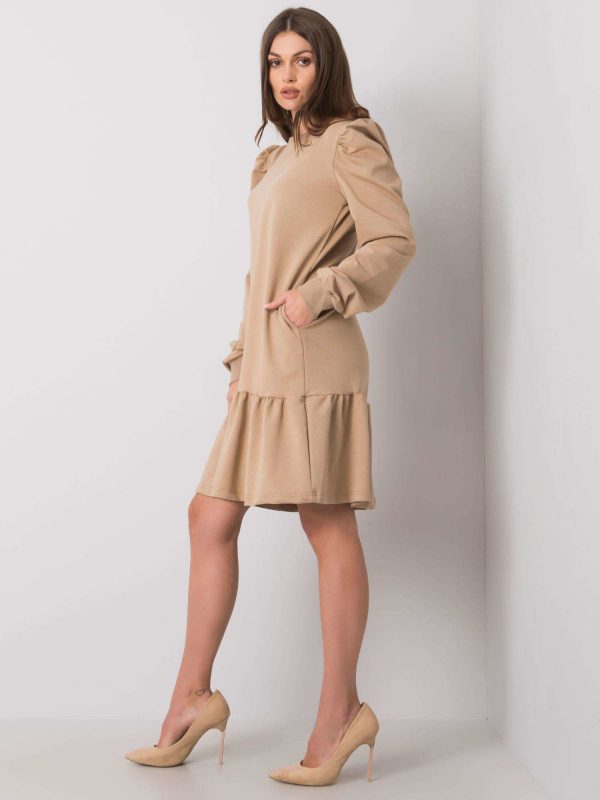 Beige sweatshirt dress with ruffle Neah