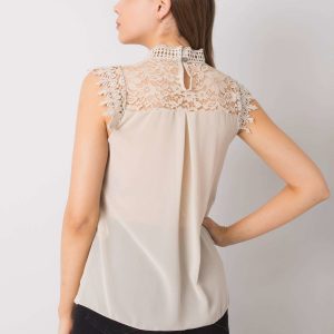 Beige blouse with lace Judy