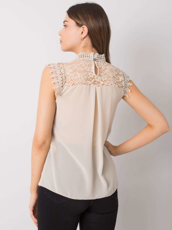 Beige blouse with lace Judy