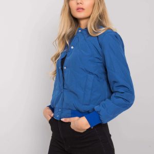 Sherise Dark Blue Quilted Bomber Jacket