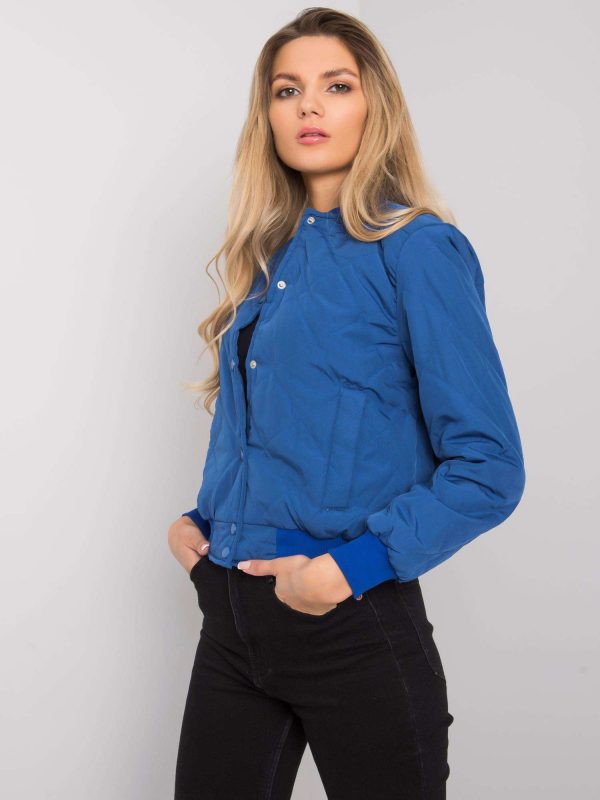 Sherise Dark Blue Quilted Bomber Jacket