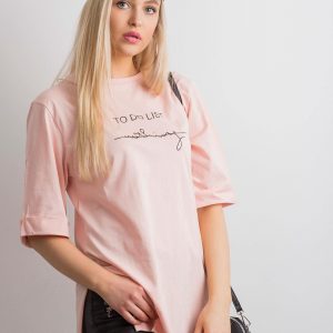 Peach long t-shirt with inscription