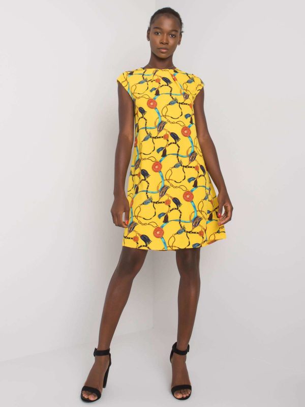 Yellow dress with patterns of Akilah RUE PARIS