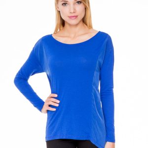 Blue asymmetrical blouse for women