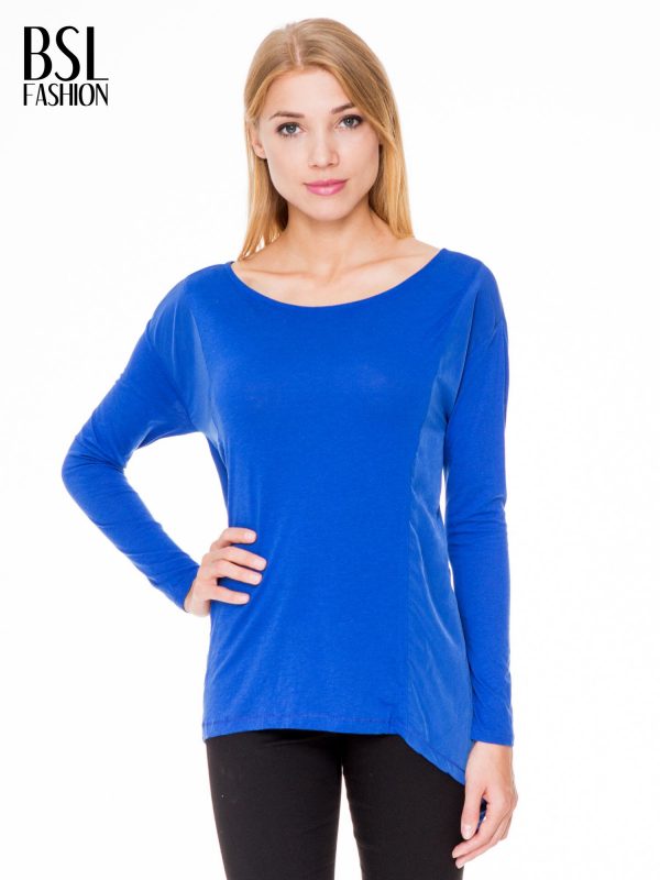 Blue asymmetrical blouse for women