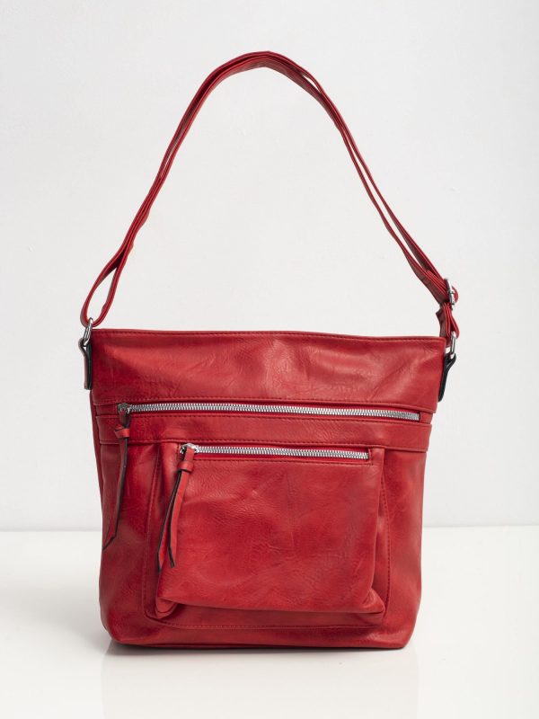 Red bag with zippers