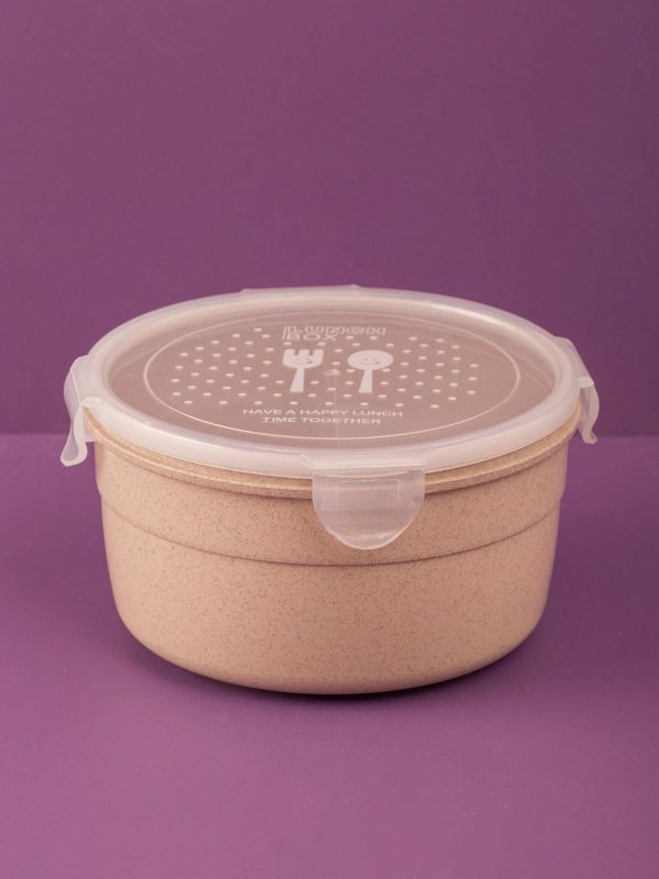 Beige Round Food Container