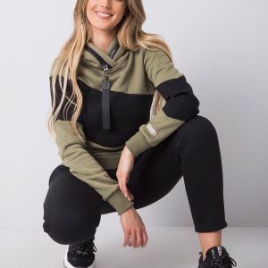 Khaki tracksuit with flower hooded belts