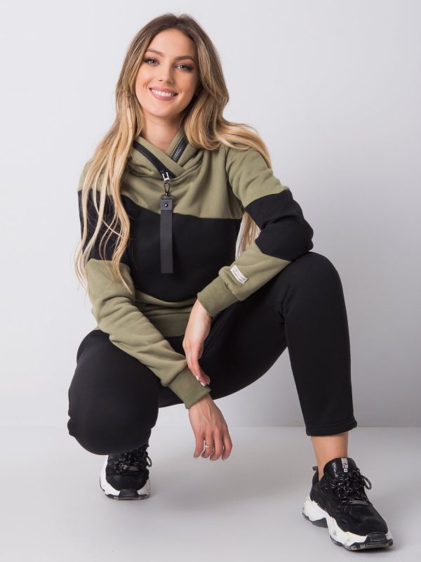 Khaki tracksuit with flower hooded belts