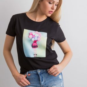 Black T-shirt with 3D applique