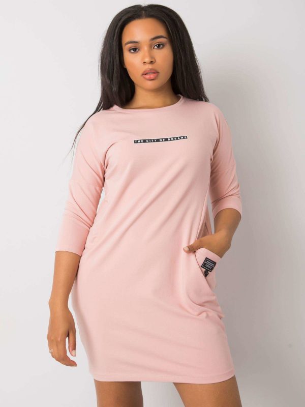 Dirty pink plus size dress with pockets Sereia