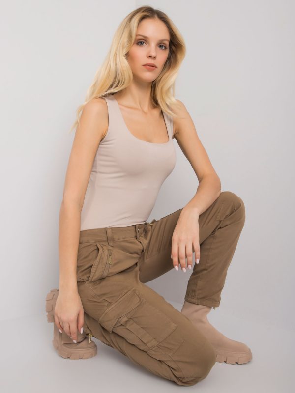 Dark beige Ivy fabric pants