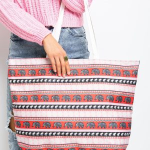 Red and black shopper bag