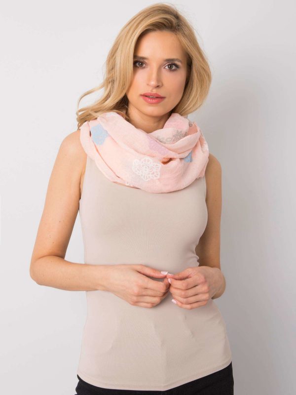 Light pink scarf with colorful print