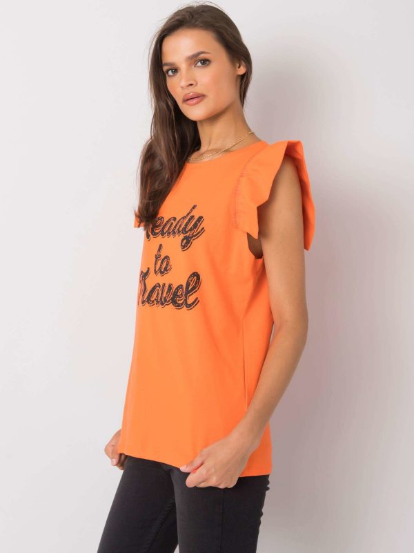 Orange blouse with Beverly print